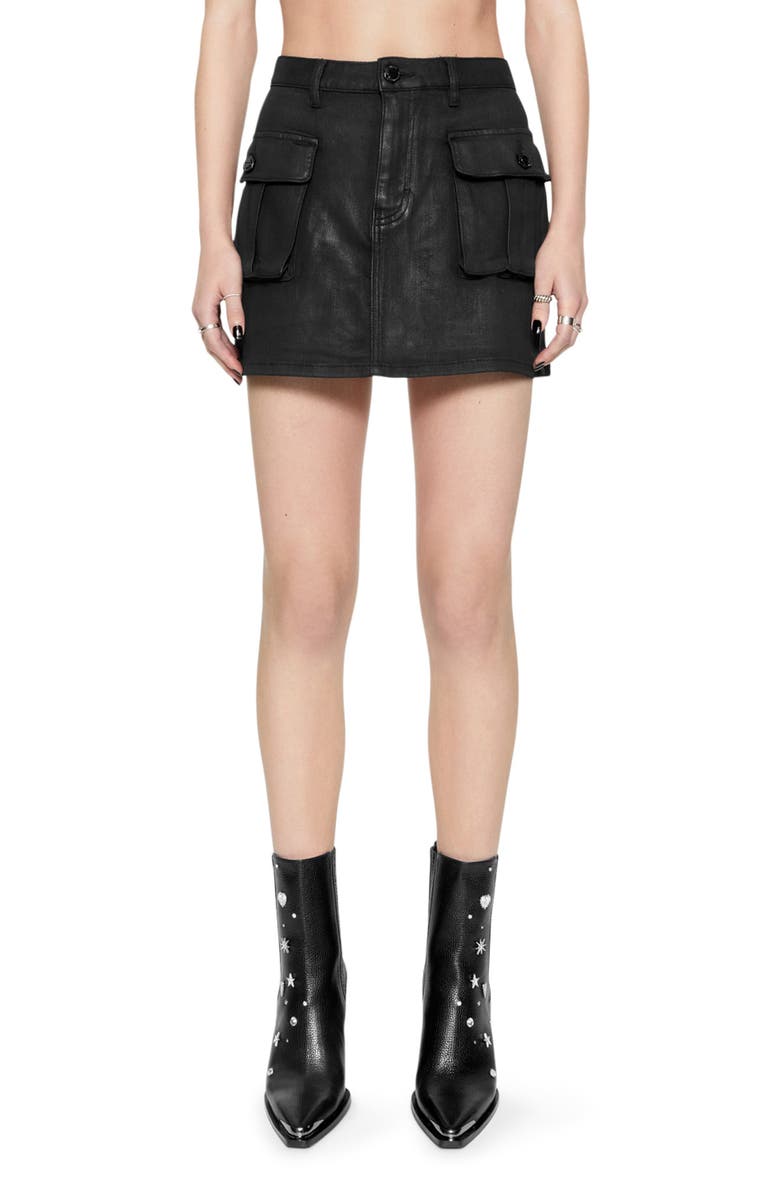 Rebecca Minkoff Jodie Coated Denim Cargo Miniskirt, Main, color, True Black