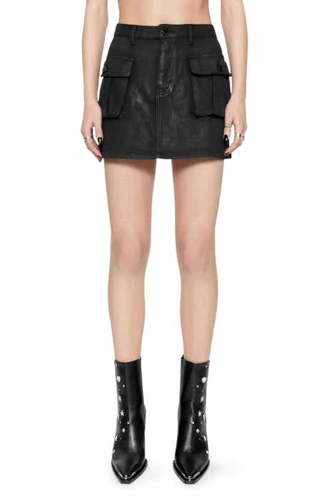 Jodie Coated Denim Cargo Miniskirt