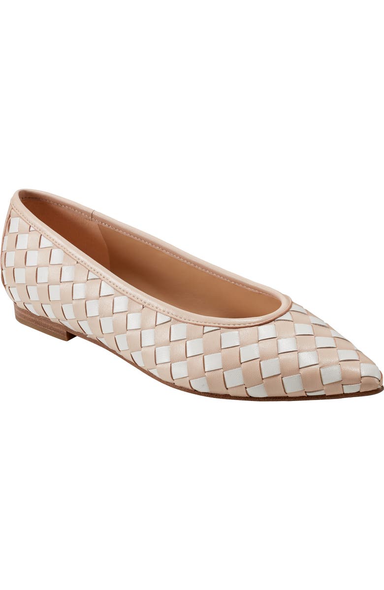 Marc Fisher LTD Damaria Pointed Toe Flat, Main, color, Beige/ White