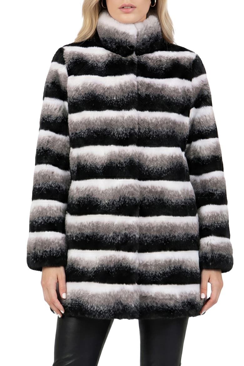 Fur-Free Chinchilla (Faux Fur) Reversible Jacket, Main, color, GRAY CHINCH/BLACK