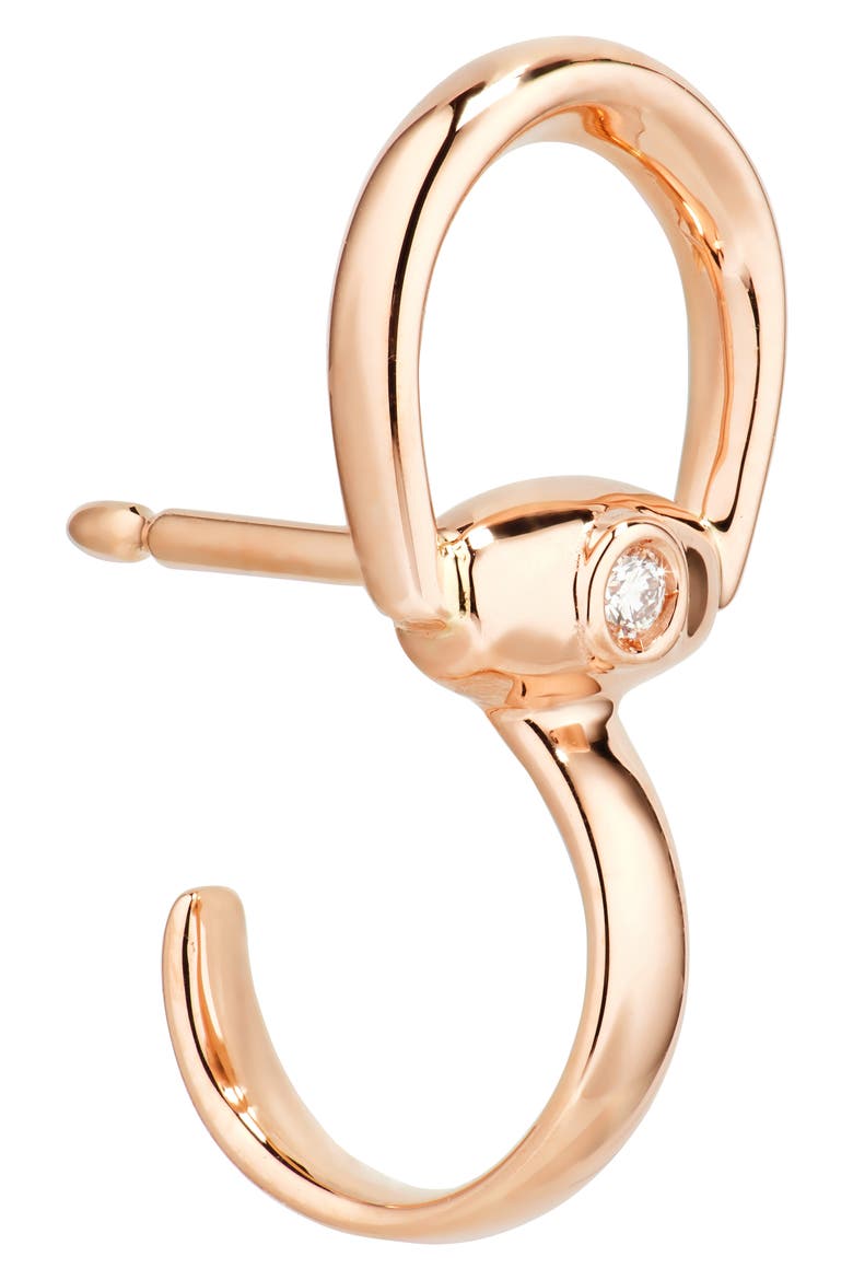 Horsebit Diamond Hoop Earrings, Alternate, color, ROSE GOLD