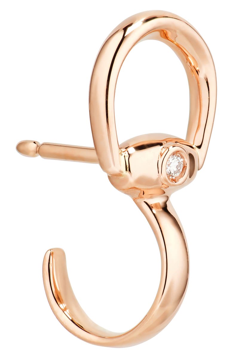 Gucci Horsebit Diamond Hoop Earrings, Alternate, color, Rose Gold
