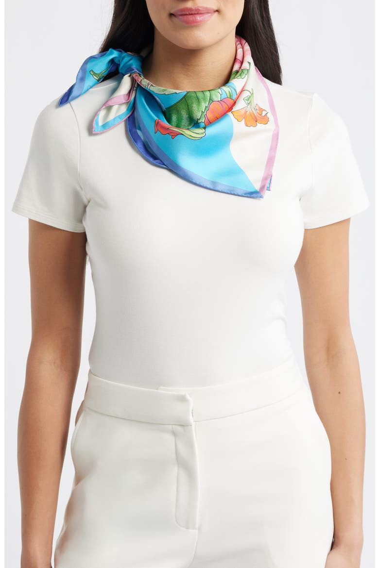 Seasons Summer Series Silk Bandana Scarf, Main, color, BLUE MULTI