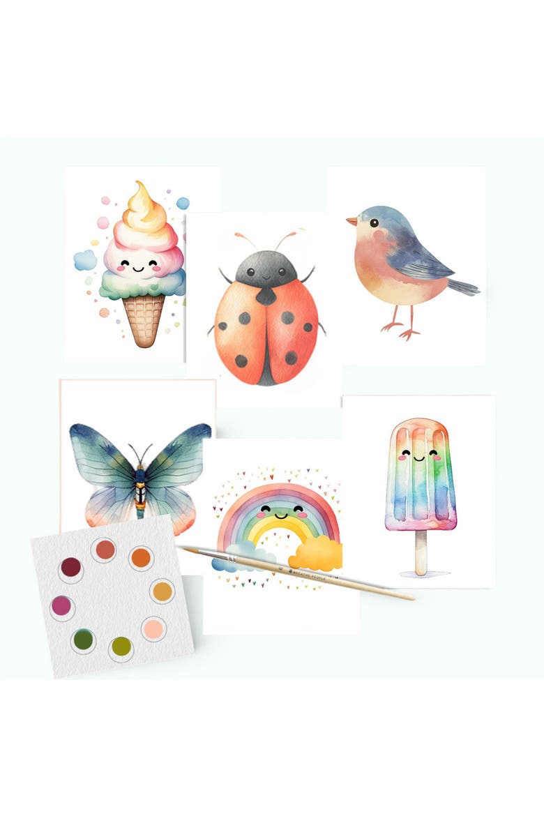 Summer Fun Watercolor Postcard Kit Paint, Keep, or Send to Someone You Love, Main, color, Multicolor