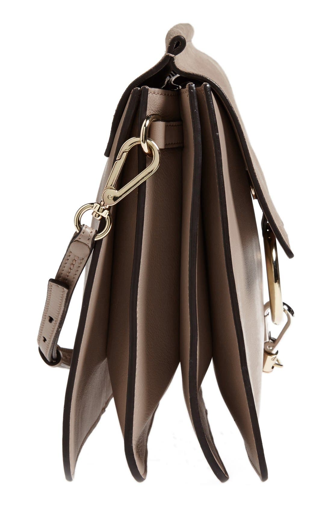 'Faye' Leather & Suede Shoulder Bag, Alternate, color, MOTTY GREY