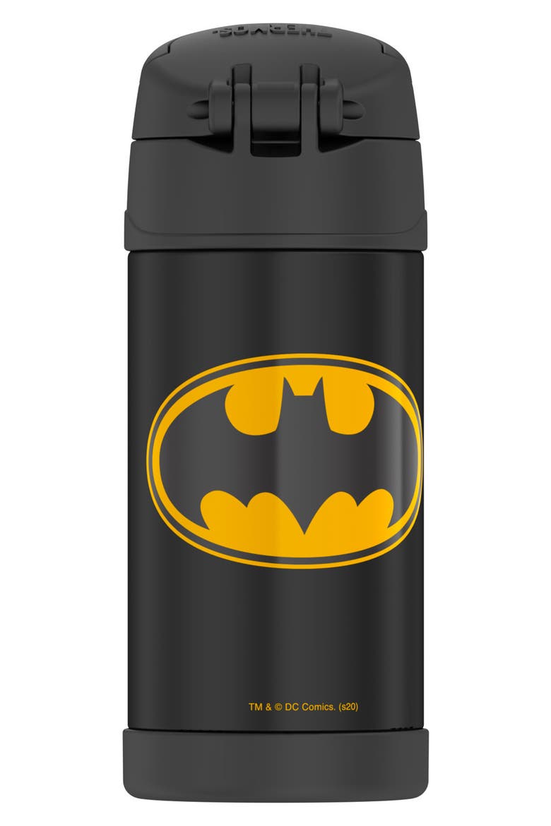 12-Ounce Stainless Steel Vacuum Insulated Straw Bottle, Alternate, color, BLACK/BATMAN