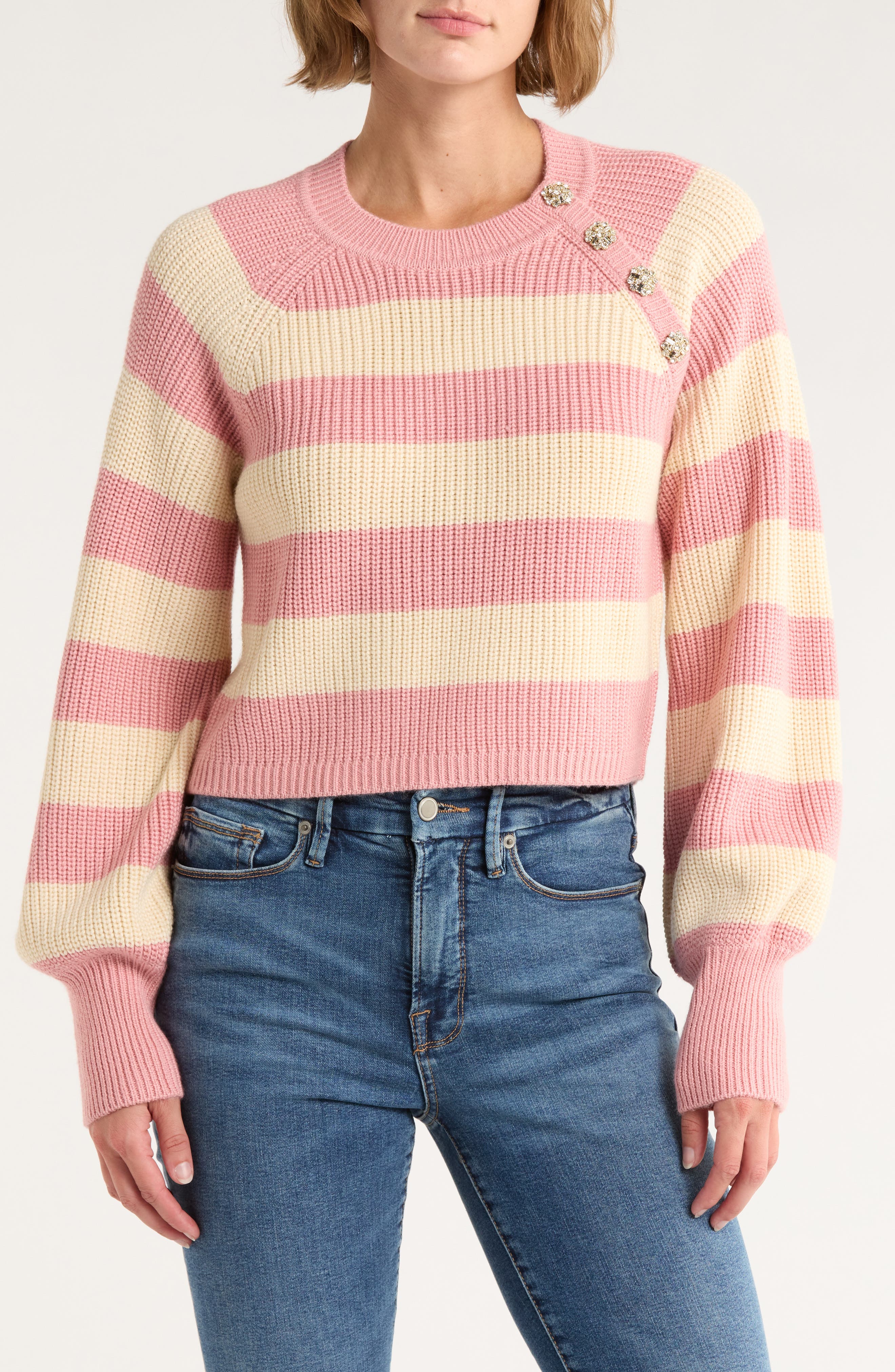 Cinq à Sept Keren Button Shoulder Sweater