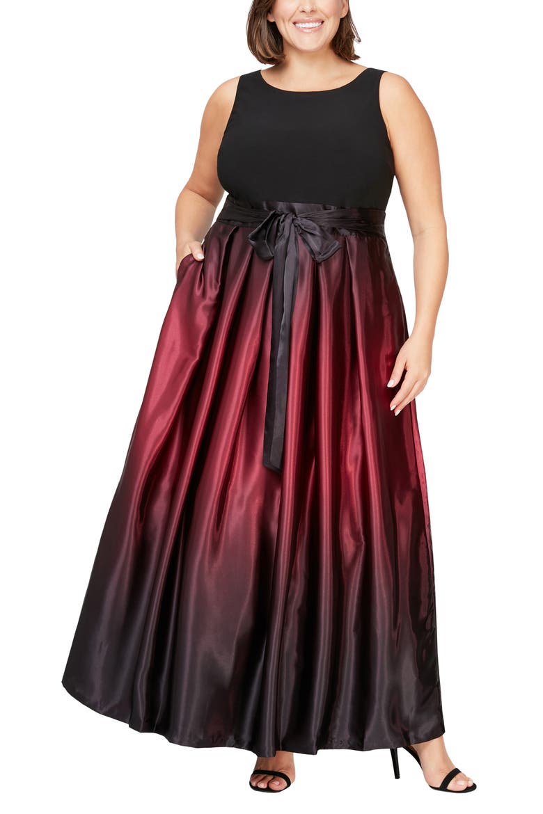 Ombrè Satin Gown, Main, color, FIG