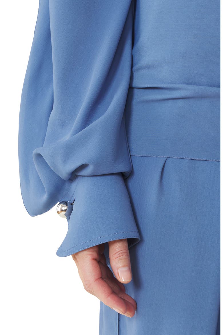 Long-Sleeved Top In Crepe De Chine, Alternate, color, Jeanne Blue