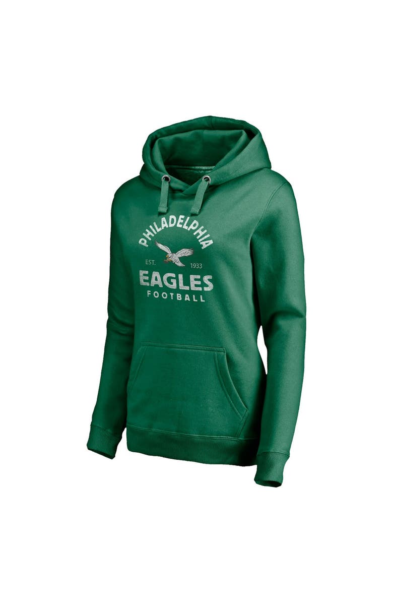 FANATICS Women's Fanatics Branded Kelly Green Philadelphia Eagles Gridiron Classics Vintage Arch Pullover Hoodie, Alternate, color, 