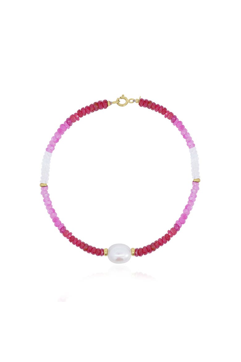 Ruby Ombre Bead Pearl Bracelet, Main, color, Ruby