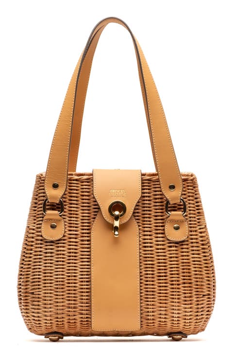 Gigi Wicker & Leather Basket Bag
