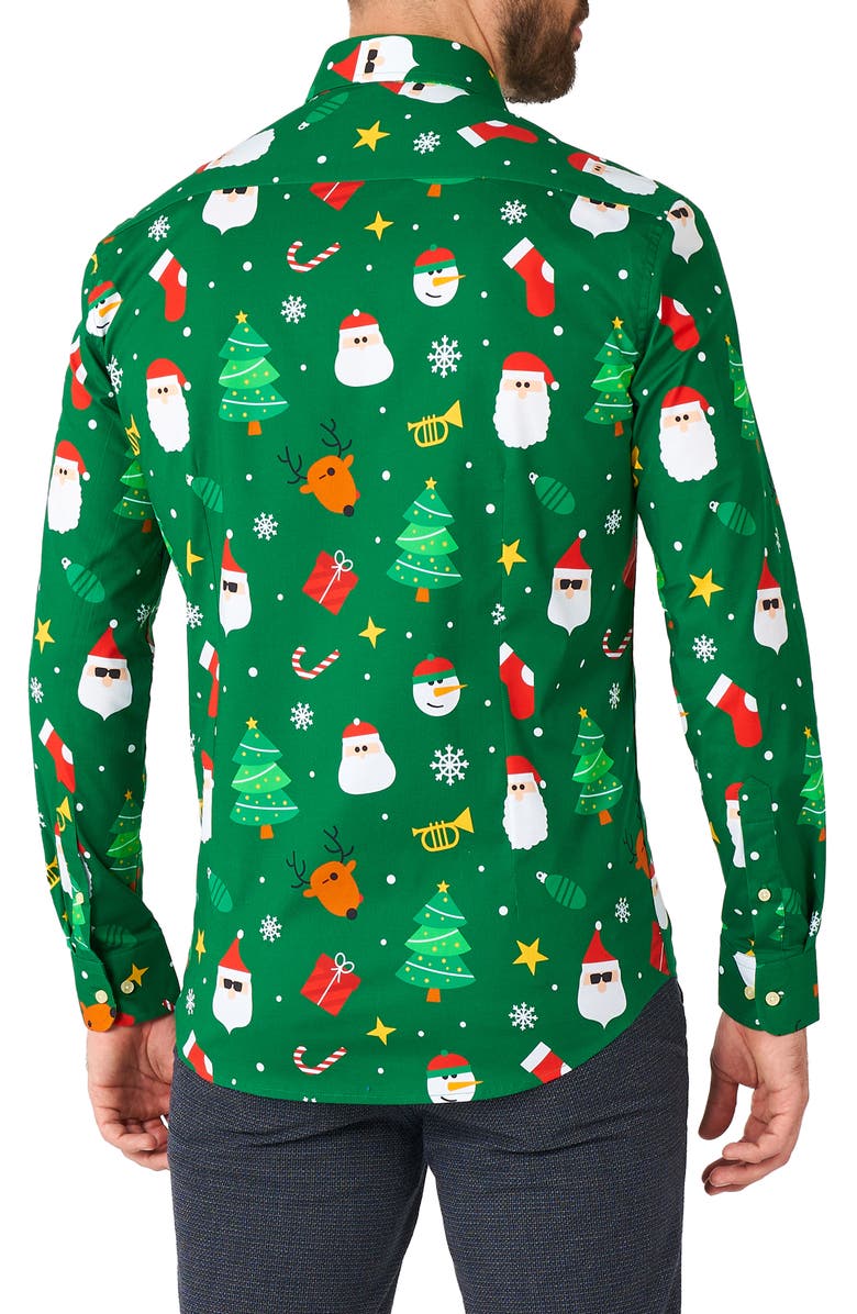 OppoSuits Festive Christmas Print Trim Fit Button-Up Shirt, Alternate, color,