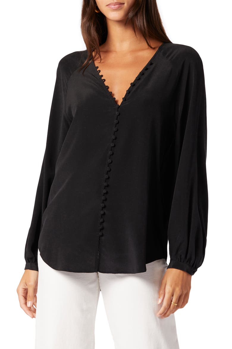Shariana Silk Georgette Blouse, Main, color, CAVIAR
