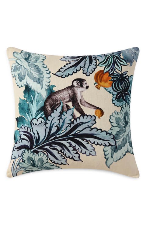 Damasc Monkey Throw Pillow