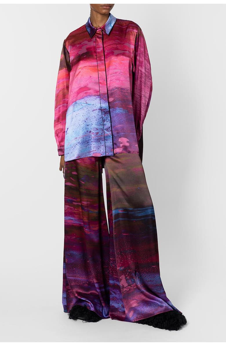 Roksanda Arneau Printed Silk Trouser, Alternate, color, Brush Cassis / Fushcia