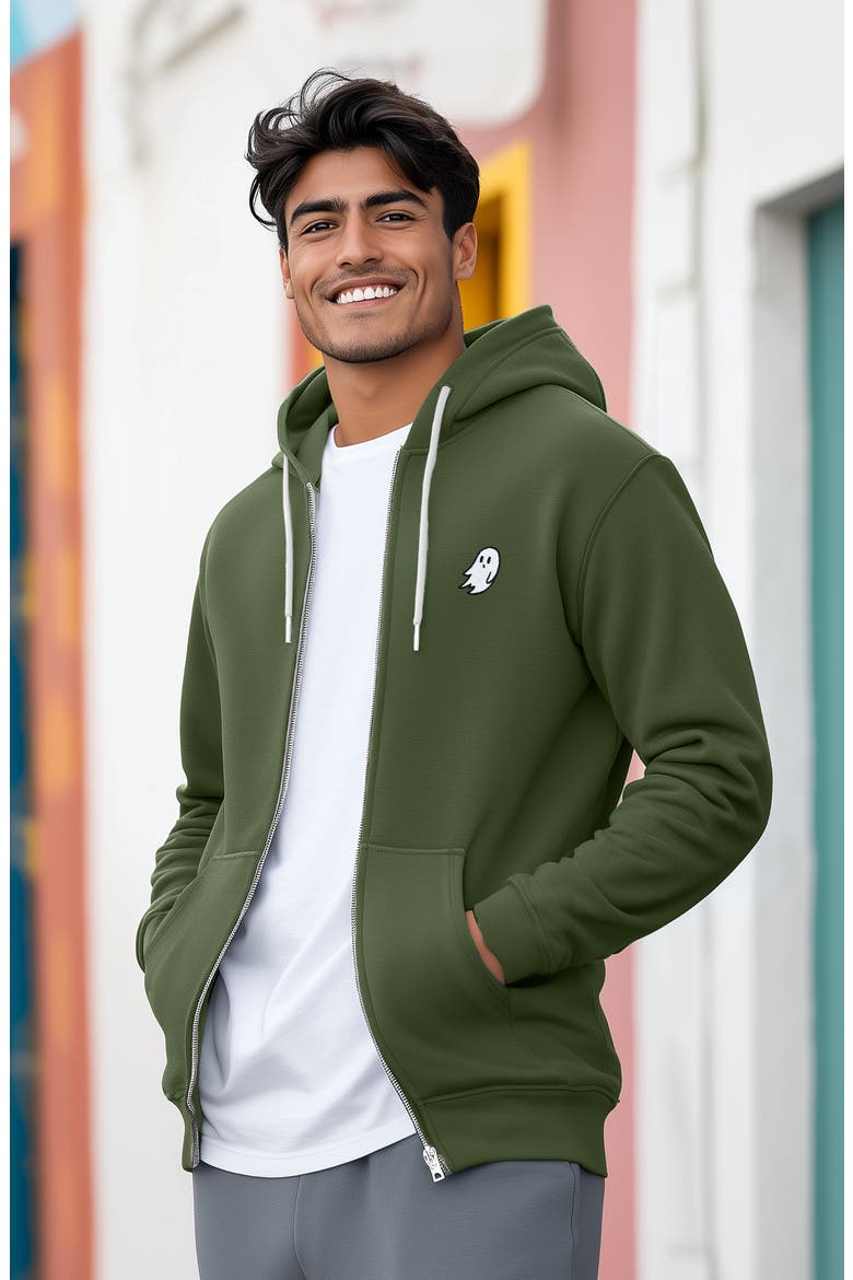 Ghost Zip Hoodie, Alternate, color, Military Green