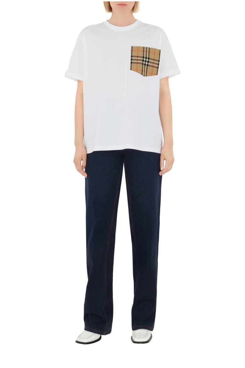 Check Pocket Cotton T-shirt, Main, color, White