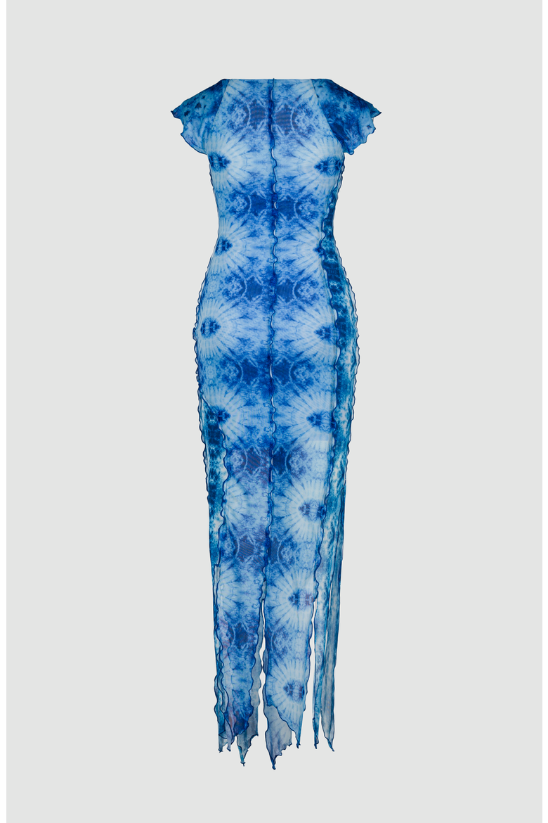 Livia Mesh Dress, Alternate, color, Blue Tie-Dye