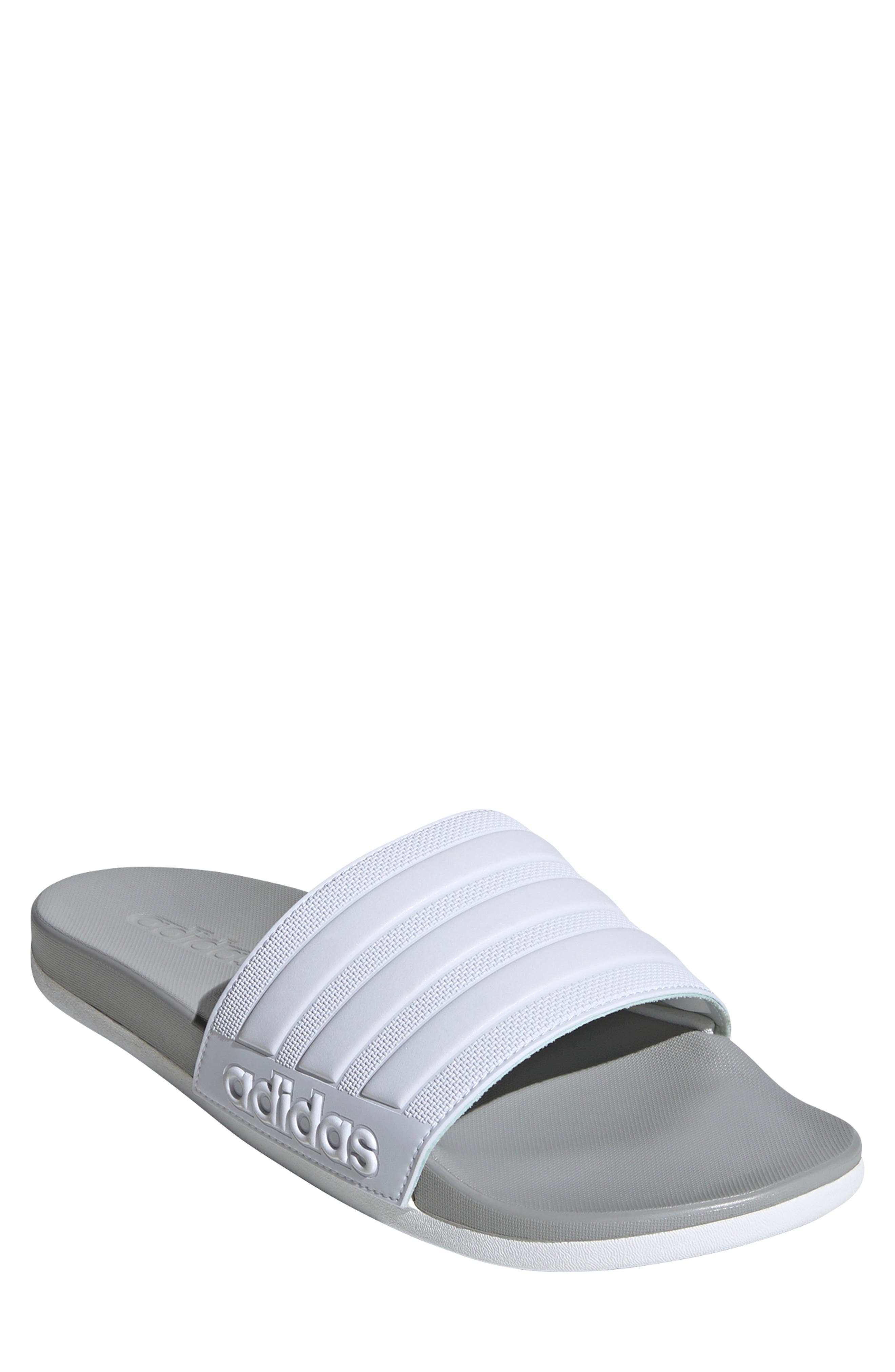 Adilette Cloudfoam Mono Sport Slide, Main, color, FTWR WHITE/ WHITE/ GREY