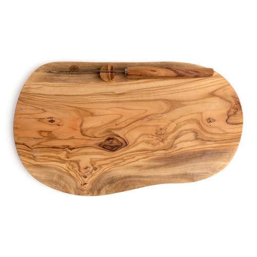 Berard Olive Wood Cheese Board & Knife Set, 13-inch X 7-inch In Brown