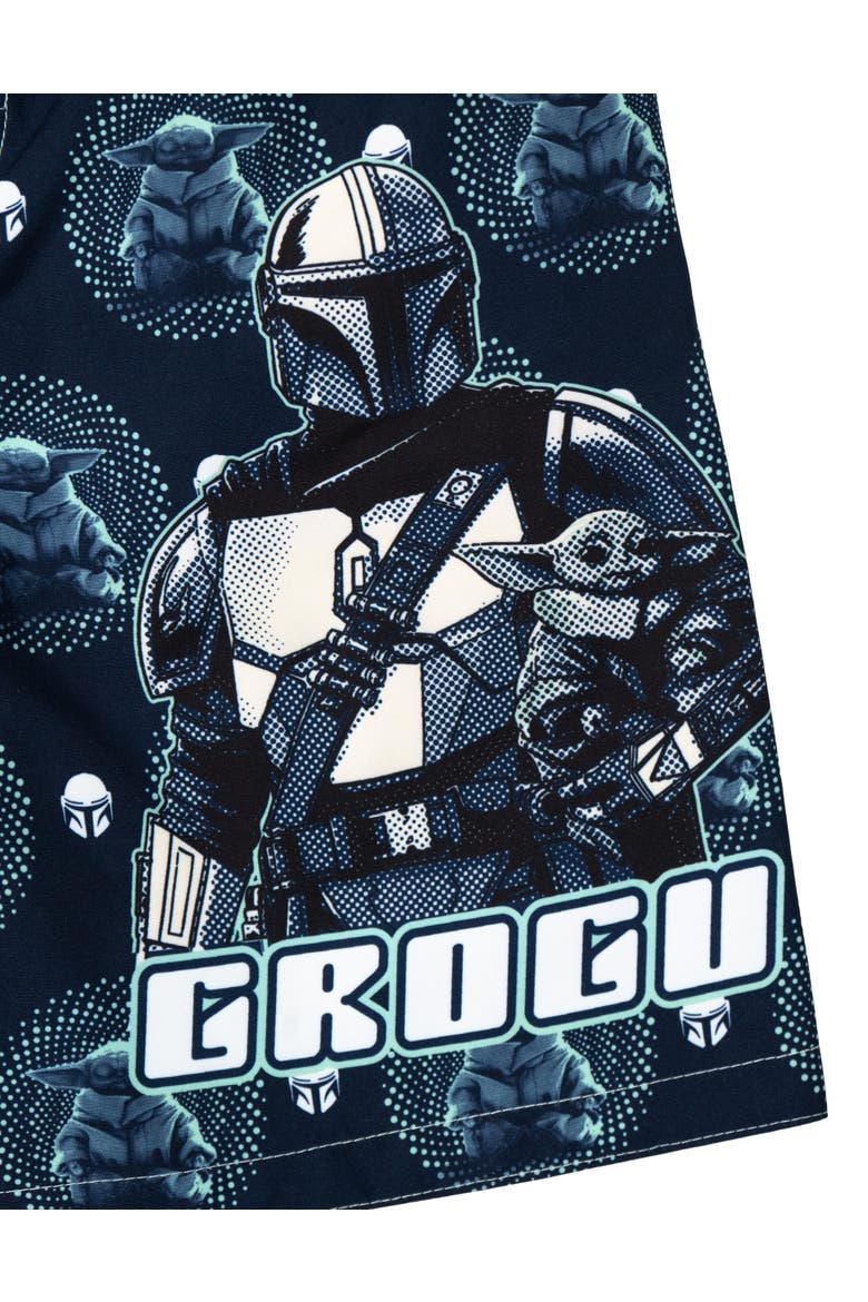The Mandalorian Grogu 2-Piece Swimwear Rash Guard and Swim Trunks Set, Alternate, color, Mint Grogu Mandalorian