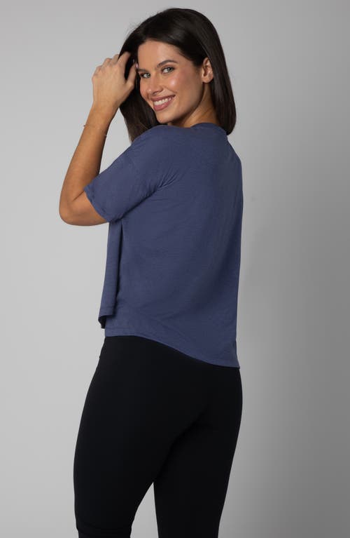 90 Degree By Reflex 2-pack Deluxe High-low Boxy Crop T-shirts In Heather Patriot Blue/black