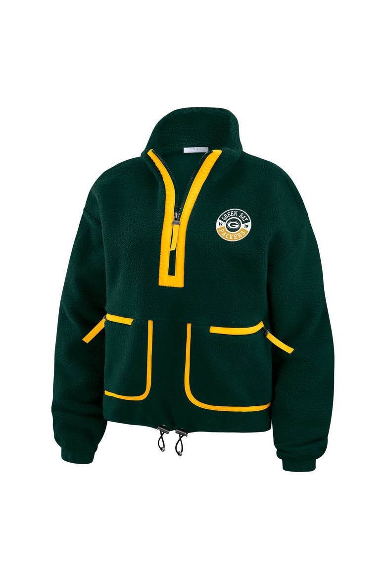 Women's WEAR by Erin Andrews Green Green Bay Packers Polar Fleece Half-Zip Jacket, Alternate, color, Green