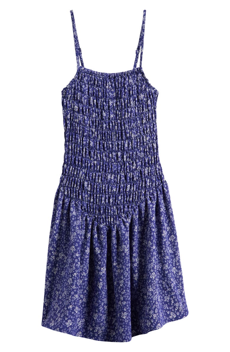 Walking on Sunshine Kids' Smocked Drop Waist Dress, Main, color, Navy Ditsy