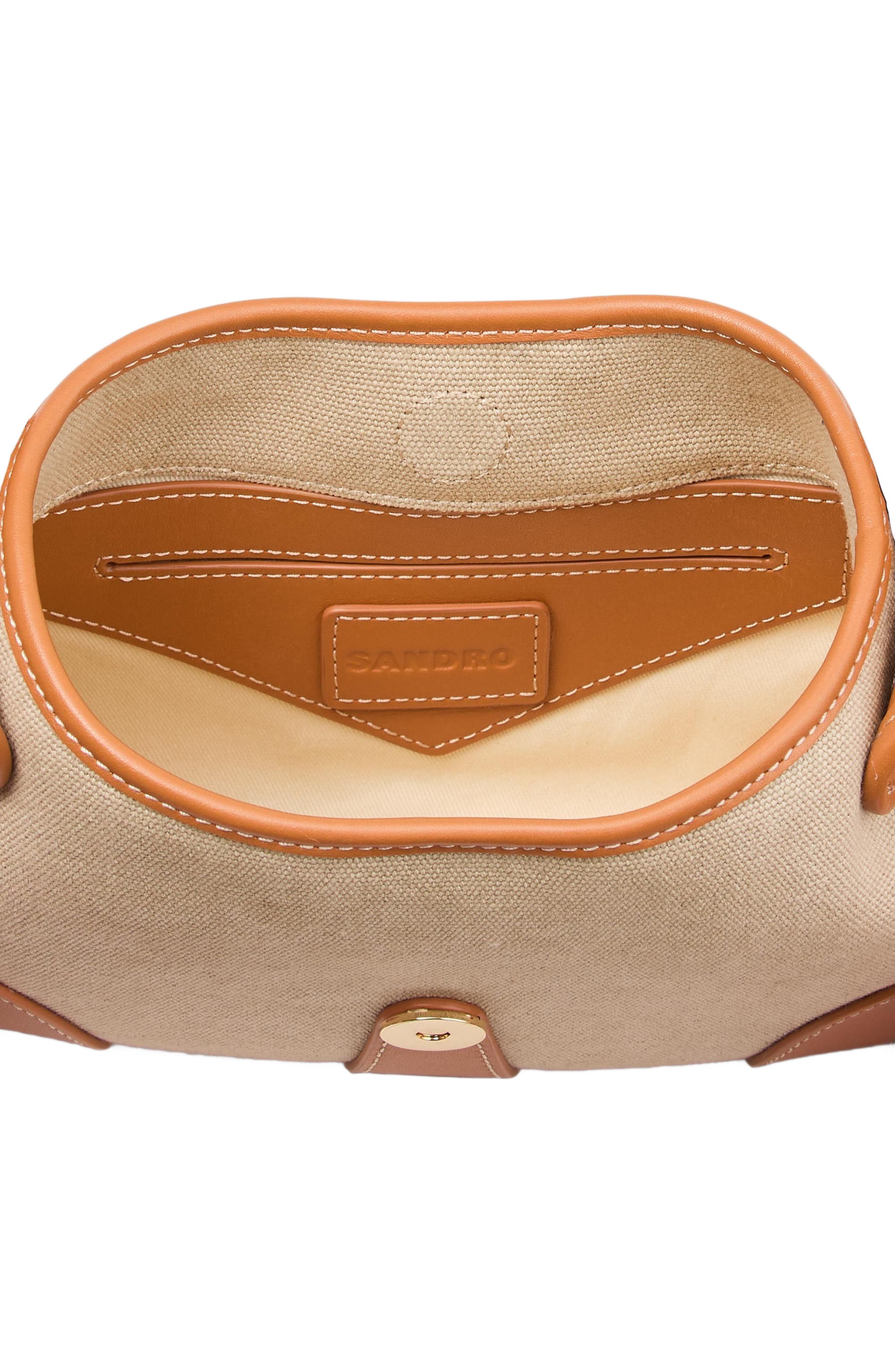 SANDRO Janet canvas and leather bag, Alternate, color, 