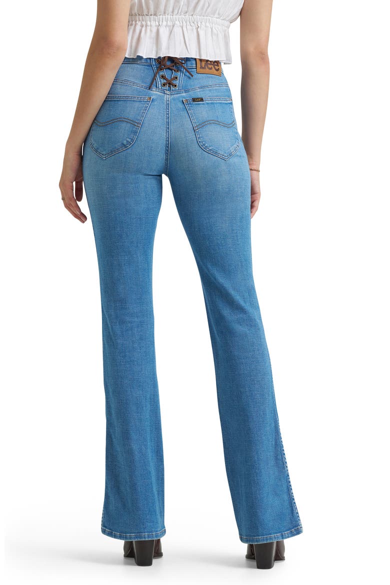 Exposed Button High Waist Bootcut Jeans, Alternate, color, NOT YOUR TYPE