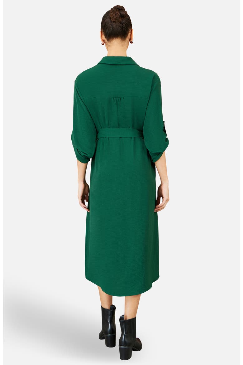 Stretch Midi Shirt Dress, Alternate, color, Green