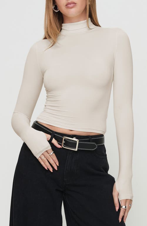 Princess Polly Elysium Turtleneck Jersey Top in Medium Beige 