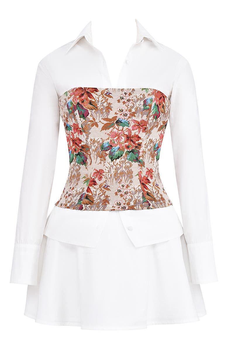 Mistress Rocks Jacquard Tapestry Corset Long Sleeve Shirtdress, Alternate, color, 