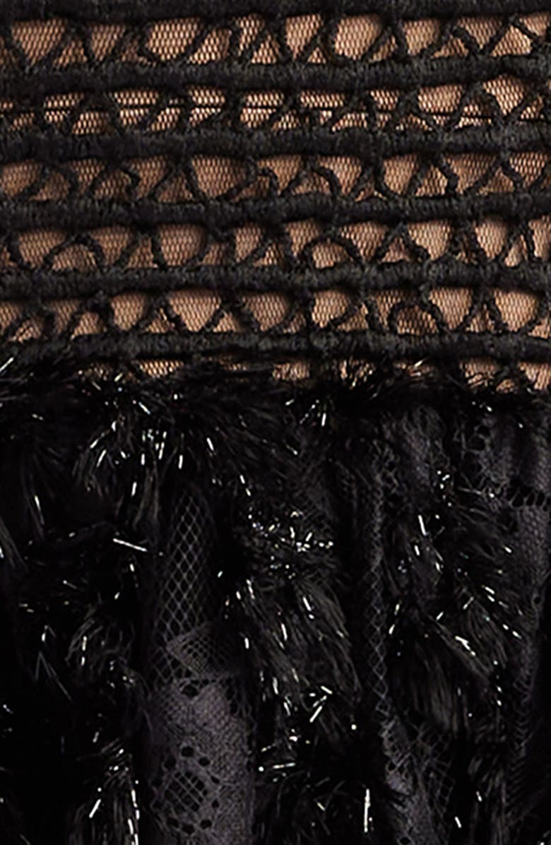 SHO by Tadashi Shoji Strapless Mixed Media Cocktail Minidress, Alternate, color, Black