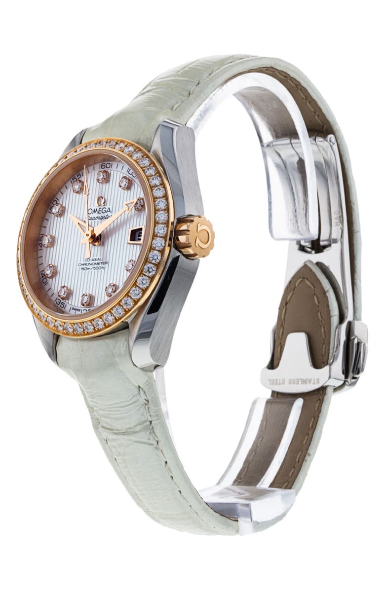 Watchfinder & Co. Omega Preowned Aqua Terra 150M Leather Strap Watch, 30mm, Alternate, color, 