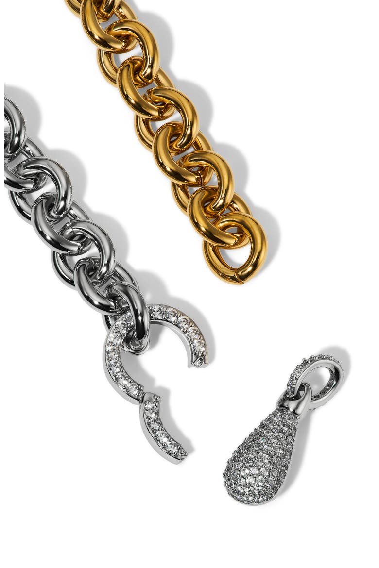 Gemini Pavé Drop Chain Necklace, Alternate, color, GOLD