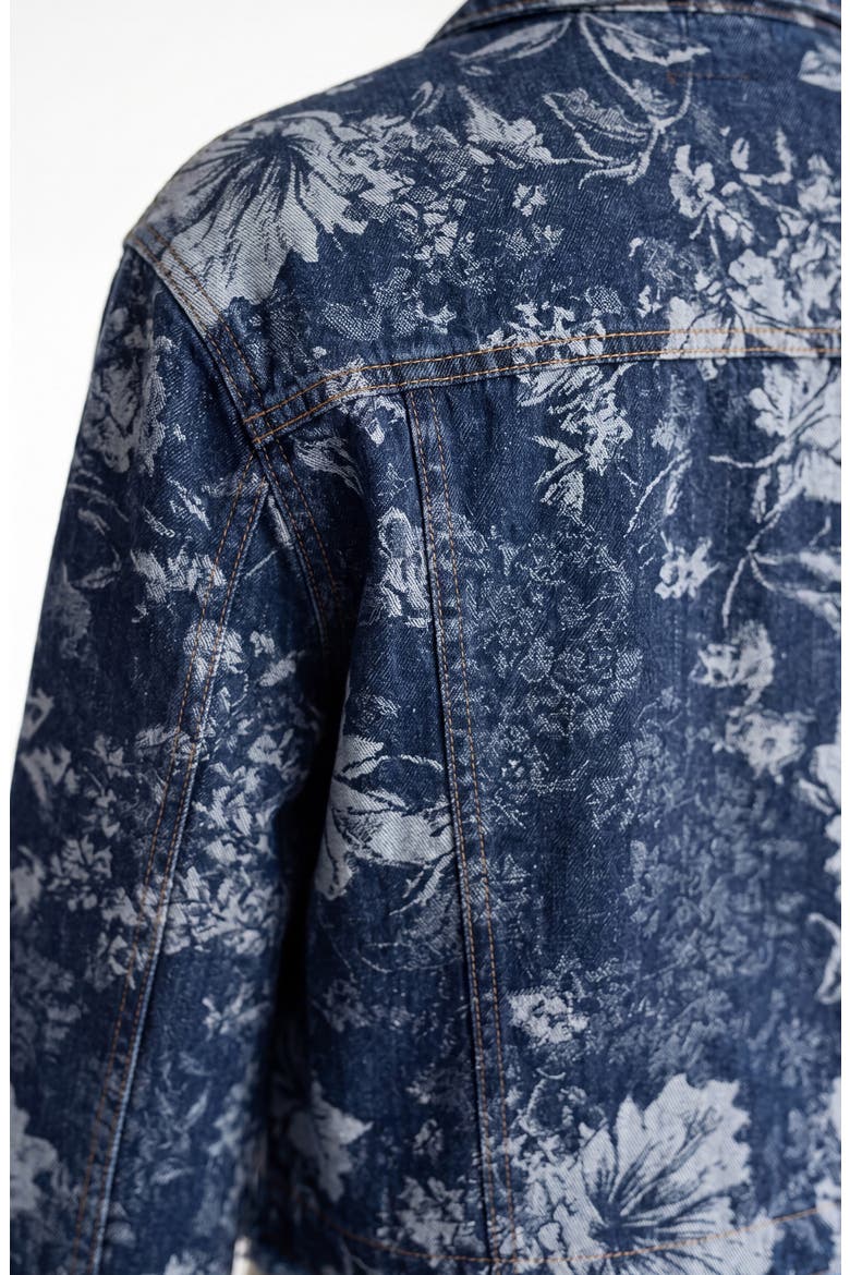 Jacquard Fray Hem Denim Jacket, Alternate, color, LAPIS GROVE