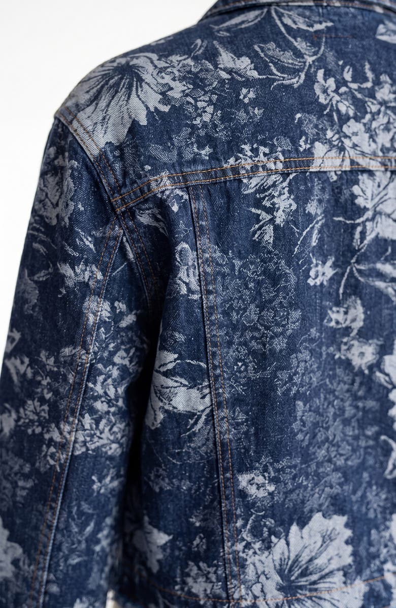 Liverpool Jacquard Fray Hem Denim Jacket, Alternate, color, Lapis Grove