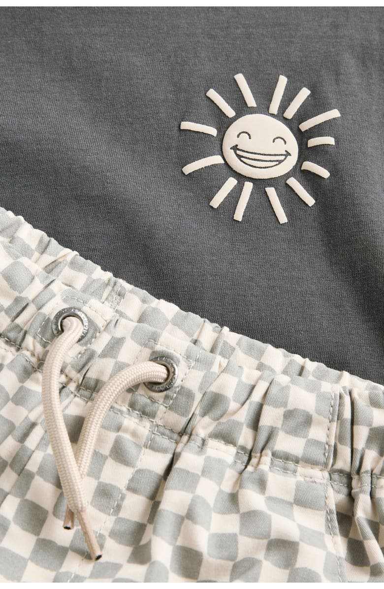 NEXT Kids' Sunshine Cotton Graphic T-Shirt & Check Shorts Set, Alternate, color, 