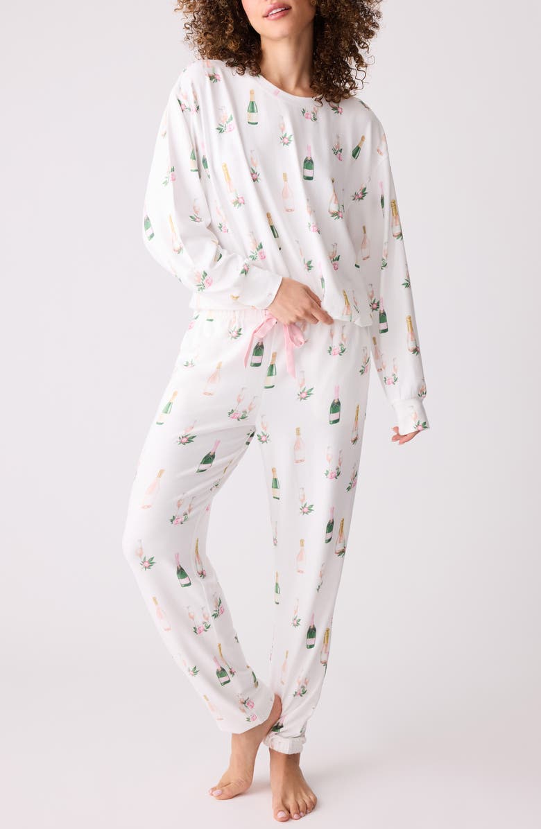 PJ Salvage Breakfast Brushed Jersey Pajamas, Main, color, 