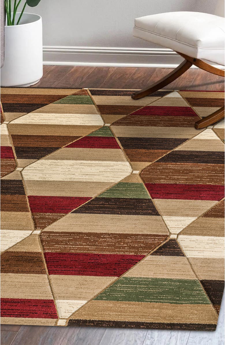 JONATHAN Y Kehoe Retro Diamonds Geometric Area Rug, Alternate, color, Red/Brown/Cream