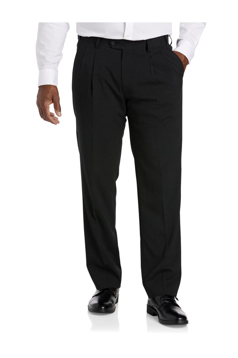 Big & Tall Perfect Fit Waist-Relaxer Pleated Suit Pants, Main, color, CHARCOAL
