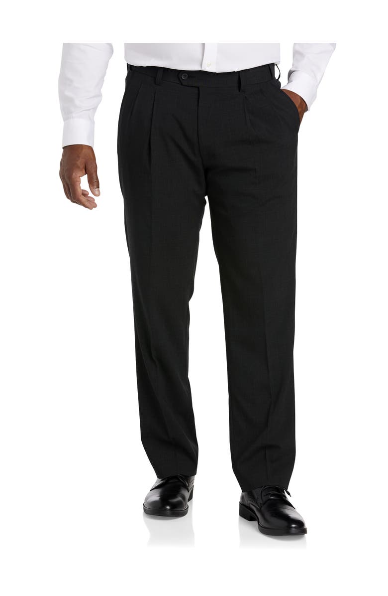 Oak Hill by DXL Perfect Fit Waist-Relaxer Pleated Suit Pants, Main, color, Charcoal