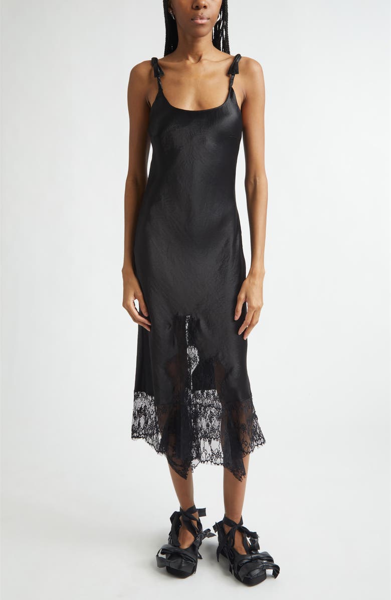 Collina Strada Cypress Painted Daisy Lace Trim Slipdress, Main, color, Black