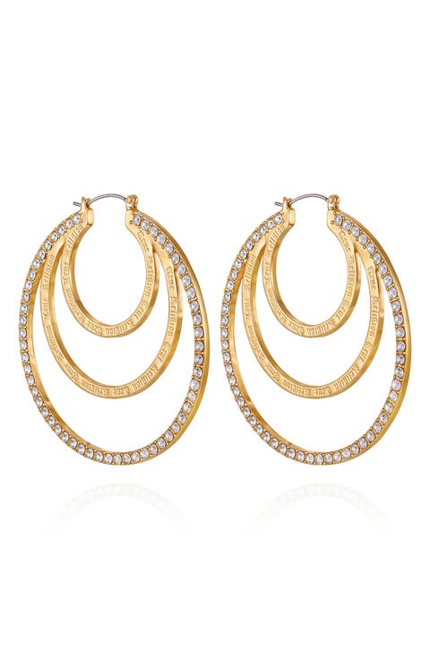 Crystal Triple Layer Hoop Earrings