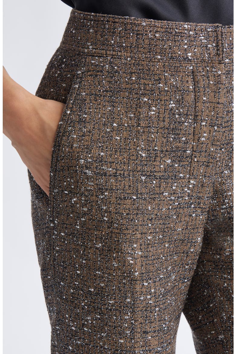 Metallic Bouclé Ankle Pants, Alternate, color, BLACK/ YELLOW