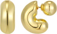 Adornia 14K Gold Plated Front/Back Hoop Earrings