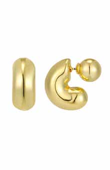 14K Gold Plated Front/Back Hoop Earrings