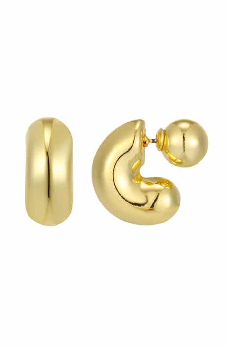 Adornia 14K Gold Plated Front/Back Hoop Earrings